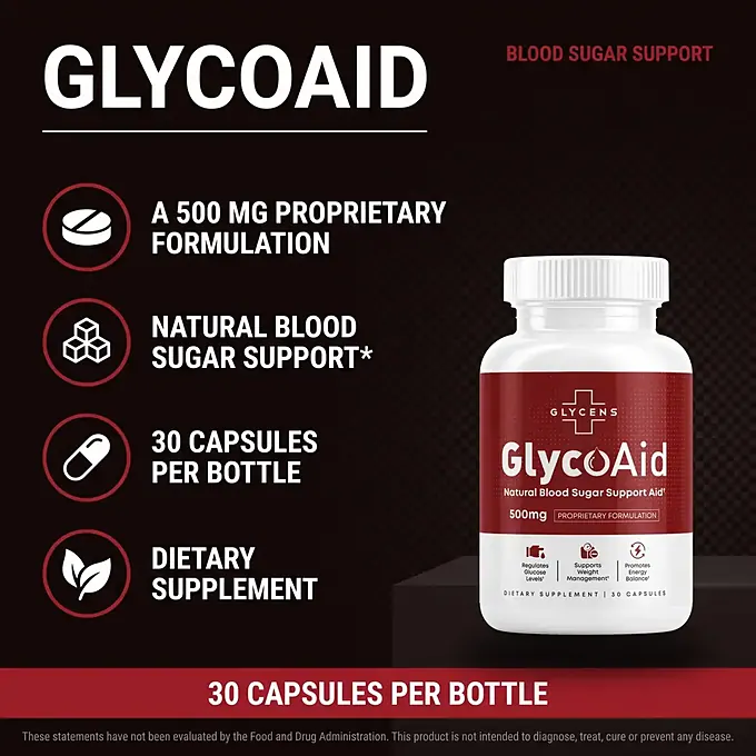 GlycoAid natural blood sugar support label details